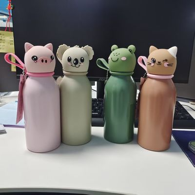 좋은 가격 16oz Eco-Friendly Insulated Stainless Steel Water Bottle with Cute Removable Animal Head for Kids and Teens 온라인으로