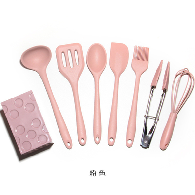 좋은 가격 8pcs 미니 키드 실리콘 요리 가구 세트 식기 세이프 스파툴라 세트 스파툴라 스푼 톱 붓 휘스크 톱 온라인으로