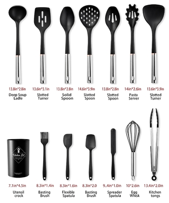 좋은 가격 14pcs 주방용품 세트 요리용품 세트 스티크 없는 주방용품 스테인레스 스틸 손잡이가 있는 주방용품 온라인으로