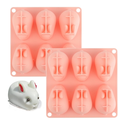 3D 미니 실리콘 베이킹 곰팡이 모스 케이크 펀던트 비누 아이스크림 초콜릿 사탕 토끼 곰팡이 6 구멍
