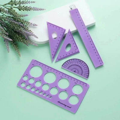 좋은 가격 4 PC 세트 12인치 직각/삼각형 유연 룰러 수학 기하학 도구 학교 교실 사무실 아이 온라인으로