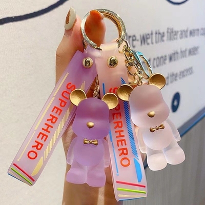 좋은 가격 OEM 환영 귀여운 다이아몬드 곰 키 체인 카와이 키 체인 손목 스트랩 손목 로니어드 온라인으로