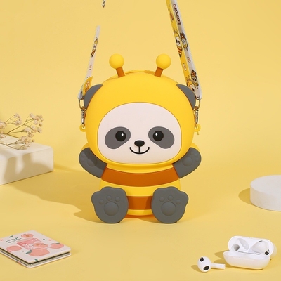 애니메이션 Bee 실리콘 동전 가방 메이크업 가방 크로스 보디 어깨 가방 핸드백 어린이 펜스 가방 케이스 학교 물품