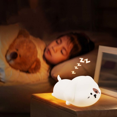좋은 가격 어린이용 야간등 귀여운 실리콘 강아지 야간등 2등급 밝기 7색 가와이 터치 램프 침실용 온라인으로