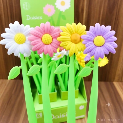 유창한 글쓰기 펜, 12 PC 0.5 mm 검은 잉크 꽃 모양 롤링 볼 귀여운 젤 잉크 펜 학생 및 학교 사무용품 (꽃)