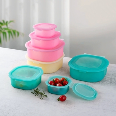 좋은 가격 3 팩 사각형 실리콘 식품 저장 용기 식품 품질, BPA 무료, 마이크로 웨이브 및 식기 세탁기 안전, 누출 방지 뚜??, 공간 절약 스택 할 수있는 디자인 건강한 식사 준비, 어린이을위한 이상적 온라인으로