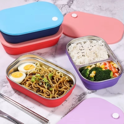 좋은 가격 BPA-Free Stainless Steel Bento Box for Kids with Silicone Sleeve 온라인으로