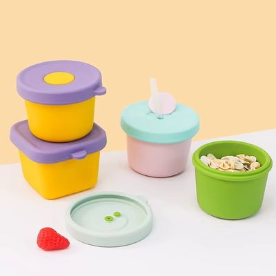 Premium 100% Silicone Baby Food Storage Box with Straw Port – Leak-Proof Freezer Tray & Toddler Snack Container | Food-Grade, Eco-Friendly, Multi-Color Baby Feeding Essentials
