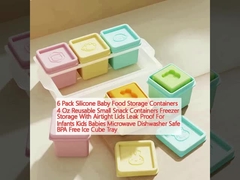 6 팩 실리콘 베이비 푸드 저장 용기 4 온스 재사용용 소형 간식 용기 냉장고 보관 공기 밀폐 뚜?? 가 뚫리지 않는 유아용 유아용 유아용 유아용 마이크로 웨브 식기 세척기 안전 BPA 없는 얼음 큐브 트레이