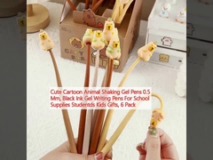 귀여운 만화 동물 흔들기 젤 펜 0.5mm, 검은 잉크 젤 글쓰기 펜 학교 용품 학생들 어린이 선물, 6 팩